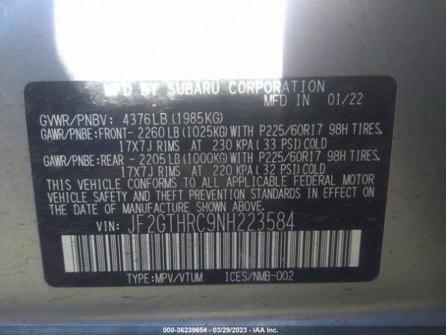 JF2GTHRC9NH223584 Subaru Crosstrek Sport