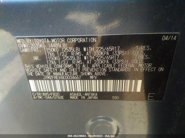 Toyota RAV4 LE 2014 JTMZFREV6ED034667 Image 10