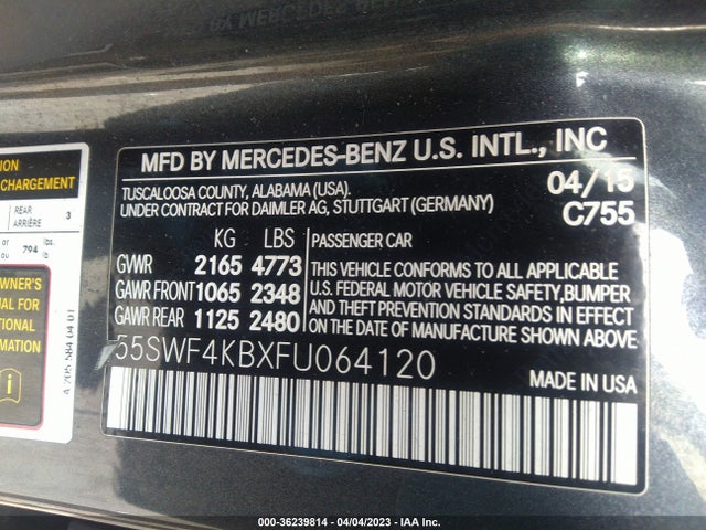 55SWF4KBXFU064120 Mercedes-Benz C-class C 300