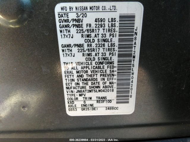 JN8AT2MT5LW042018 Nissan ROGUE SV