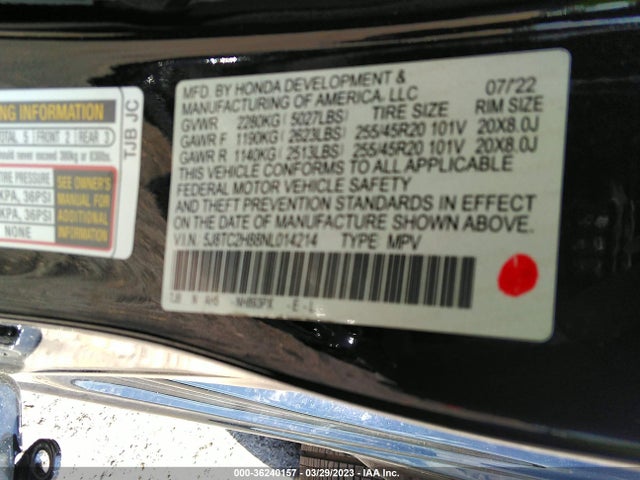 Acura Rdx Pmc Edition/w 2022 5J8TC2H88NL014214 Image 9