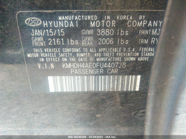 Hyundai ELANTRA SE 2015 KMHDH4AE0FU440728 Image 10