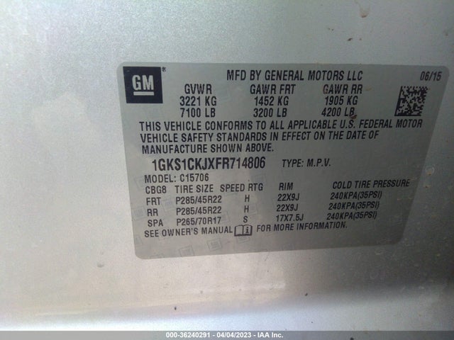 GMC YUKON DENALI 2015 1GKS1CKJXFR714806 Image 9