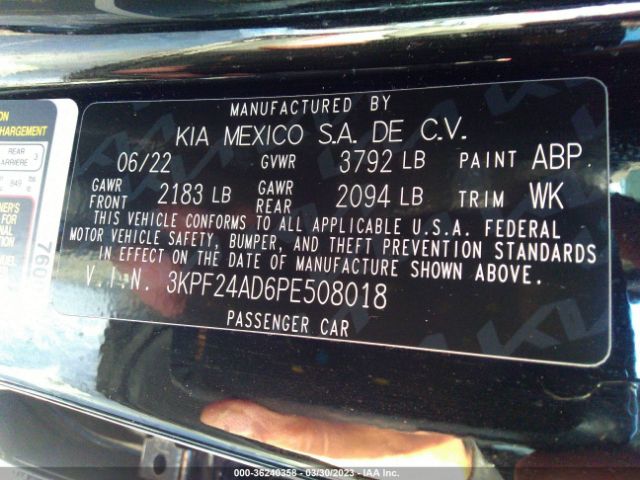 3KPF24AD6PE508018 KIA FORTE LX