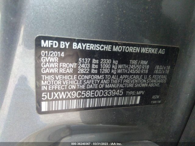5UXWX9C58E0D33945 BMW X3 Xdrive28i