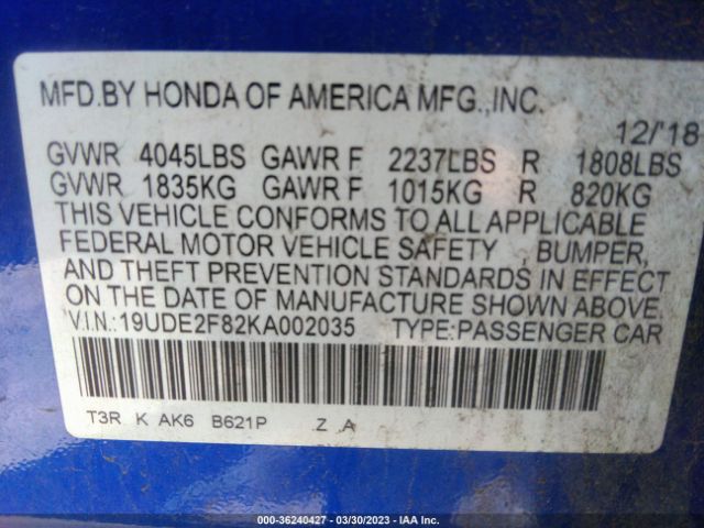 19UDE2F82KA002035 Acura Ilx Pkg