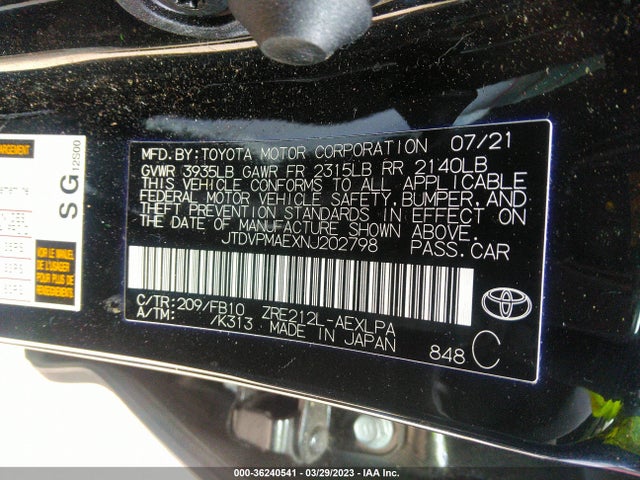 Toyota COROLLA LE 2022 JTDVPMAEXNJ202798 Image 9