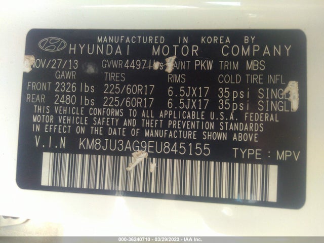 Hyundai TUCSON SE 2014 KM8JU3AG9EU845155 Image 10