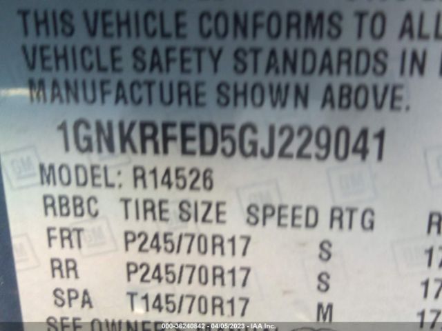 1GNKRFED5GJ229041 Chevrolet Traverse Ls