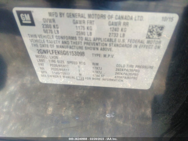 Chevrolet EQUINOX LT 2016 2GNFLFEK6G6153098 Image 10