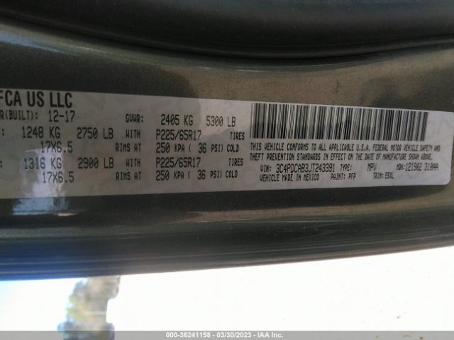 3C4PDCAB3JT243391 Dodge JOURNEY SE