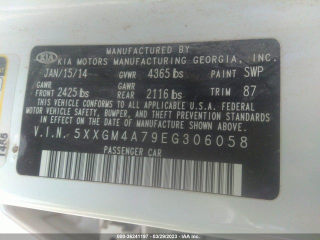 KIA Optima Lx 2014 5XXGM4A79EG306058 Image 11