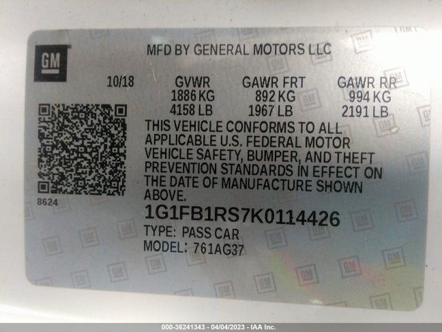 Chevrolet Camaro 1lt 2019 1G1FB1RS7K0114426 Image 11