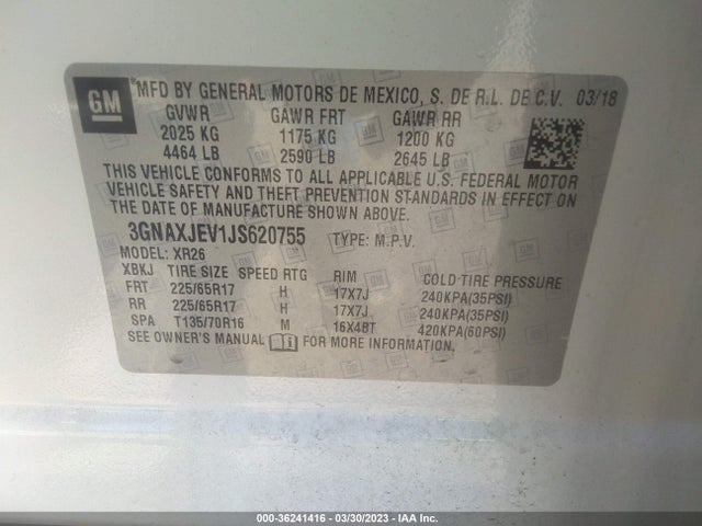 Chevrolet EQUINOX LT 2018 3GNAXJEV1JS620755 Image 10
