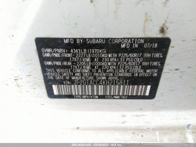 JF2GTACC4KH215811 Subaru Crosstrek Premium