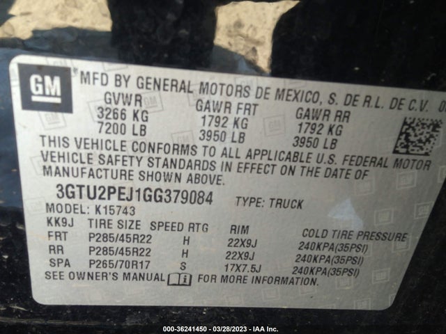 GMC Sierra 1500 Denali 2016 3GTU2PEJ1GG379084 Image 9