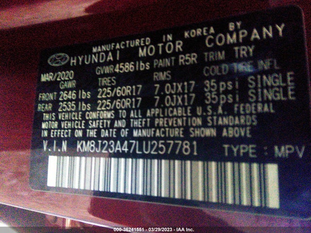 Hyundai TUCSON SE 2020 KM8J23A47LU257781 Image 10