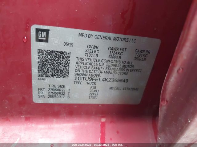 1GTU9FEL4KZ365549 GMC Sierra 1500 Denali