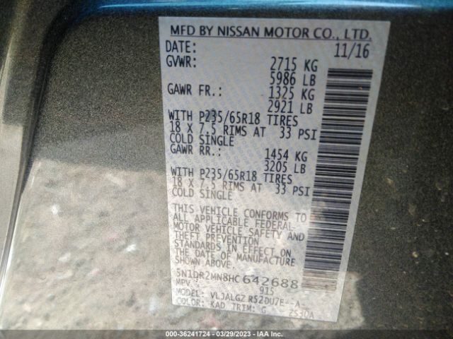 5N1DR2MN8HC642688 Nissan Pathfinder Sl