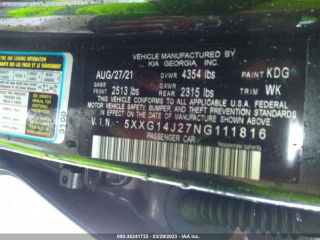 5XXG14J27NG111816 KIA K5 LXS