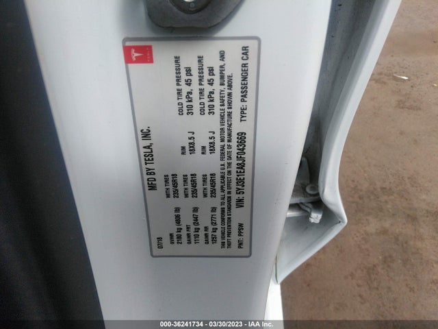 Tesla Model 3 Range Battery 2018 5YJ3E1EA8JF043669 Image 9