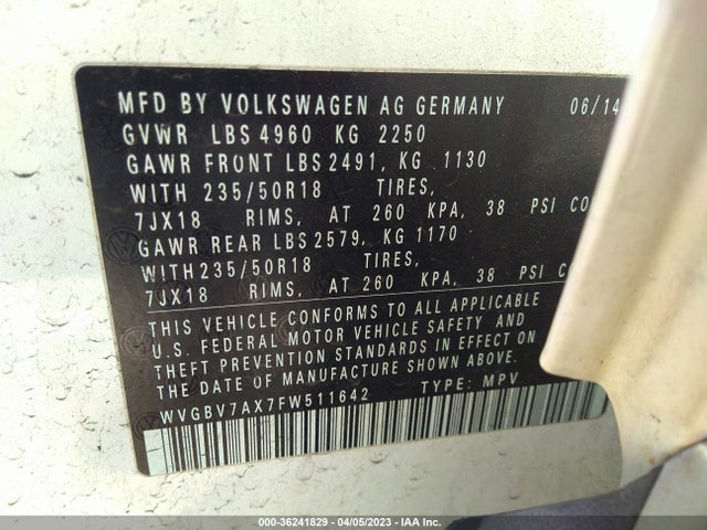 WVGBV7AX7FW511642 Volkswagen Tiguan Sel