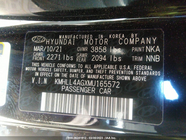 2021 HYUNDAI ELANTRA SE VIN: KMHLL4AGXMU165572