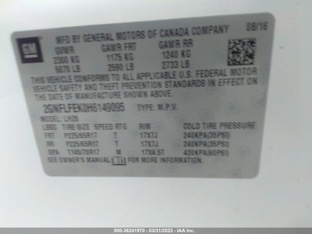 Chevrolet EQUINOX LT 2017 2GNFLFEK0H6149095 Image 11