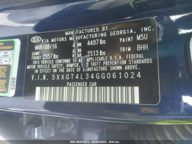 KIA Optima Lx 2016 5XXGT4L34GG061024 Image 9