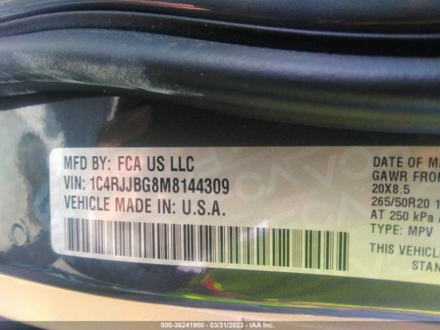 1C4RJJBG8M8144309 Jeep Grand Cherokee L Limited