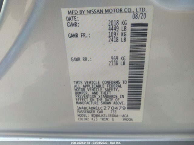 1N4BL4DW1LC270479 Nissan Altima 2.5 Sv