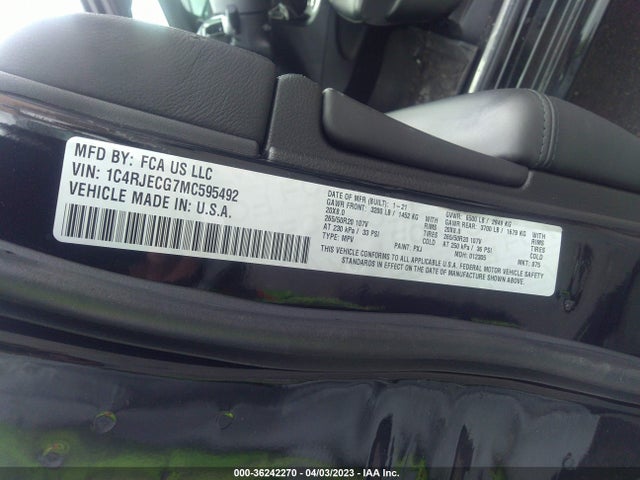 1C4RJECG7MC595492 Jeep Grand Cherokee High Altitude