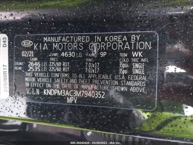 KNDPM3AC3M7940352 KIA Sportage Lx