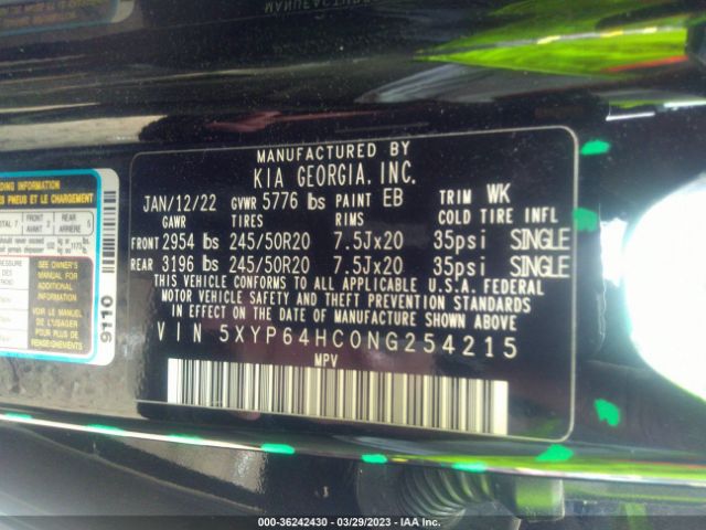 5XYP64HC0NG254215 KIA Telluride S
