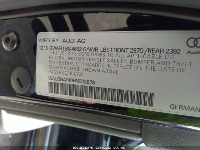 WAUGNAF40HN003878 Audi A4 PREMIUM