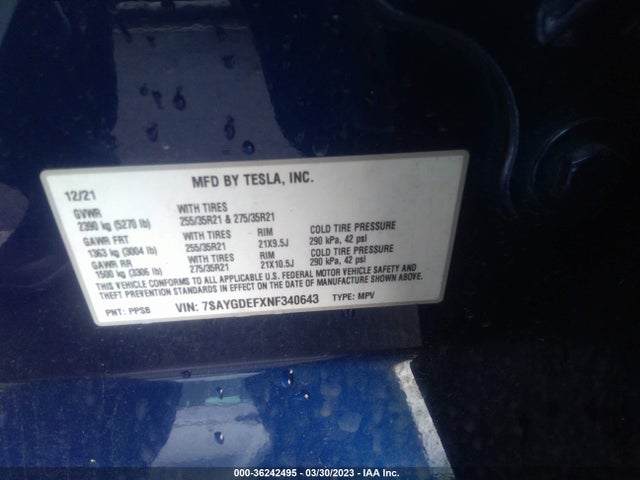 Tesla Model Y Performance 2022 7SAYGDEFXNF340643 Image 10