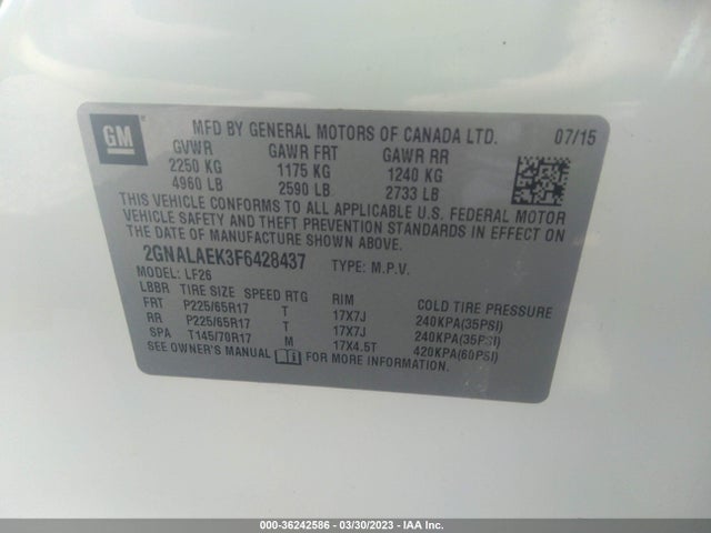 Chevrolet EQUINOX LS 2015 2GNALAEK3F6428437 Image 10