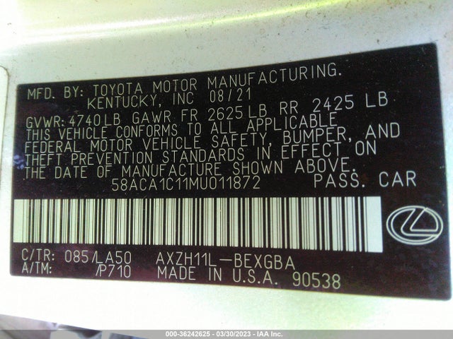 58ACA1C11MU011872 Lexus Es Es 300h