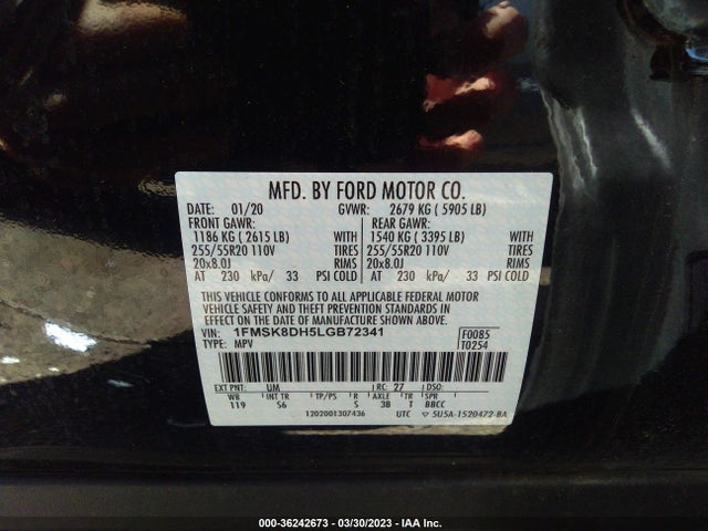 Ford EXPLORER XLT 2020 1FMSK8DH5LGB72341 Image 9