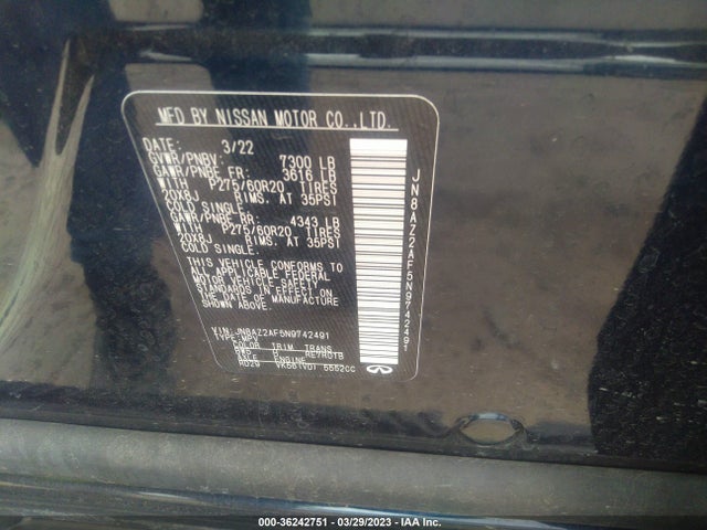 2022 Infiniti QX80, VIN: JN8AZ2AF5N9742491