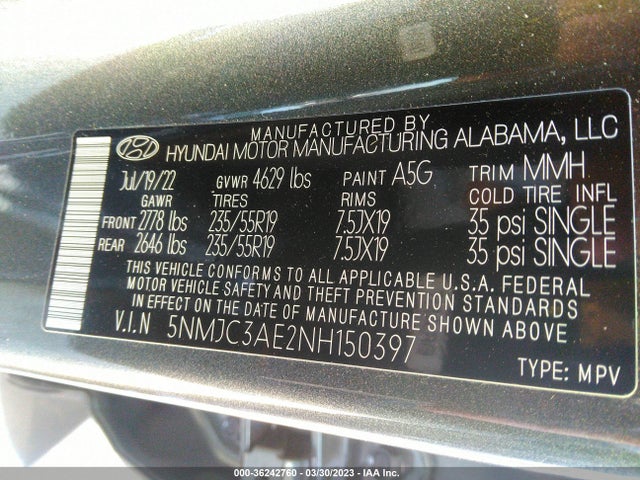 Hyundai TUCSON SEL 2022 5NMJC3AE2NH150397 Image 11