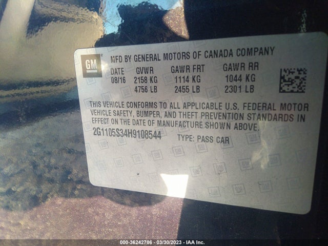 Chevrolet IMPALA LT 2017 2G1105S34H9108544 Image 9