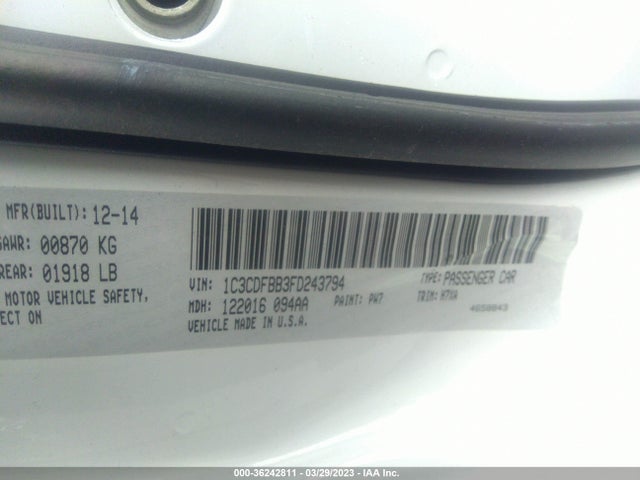 Dodge DART SXT 2015 1C3CDFBB3FD243794 Image 9