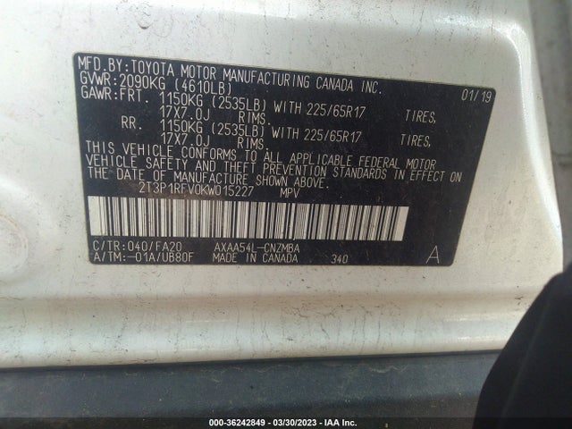 Toyota Rav4 Xle 2019 2T3P1RFV0KW015227 Image 9