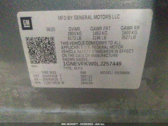 Chevrolet Traverse Ls 2020 1GNEVFKW0LJ257449 Image 9