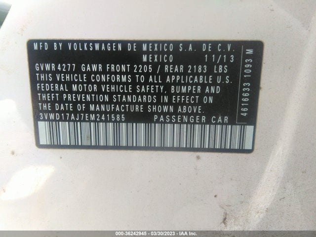3VWD17AJ7EM241585 Volkswagen Jetta Sedan Se W/connectivity