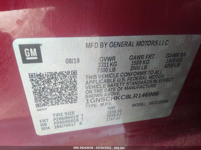 Chevrolet Suburban Lt 2020 1GNSCHKC8LR146966 Image 9