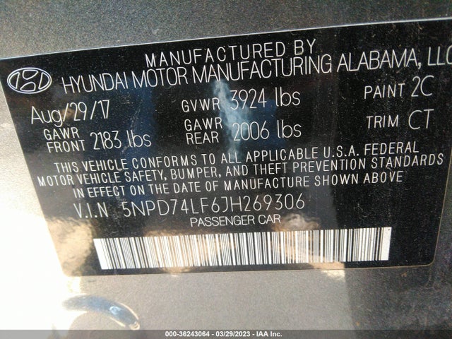 Hyundai ELANTRA SE 2018 5NPD74LF6JH269306 Image 9