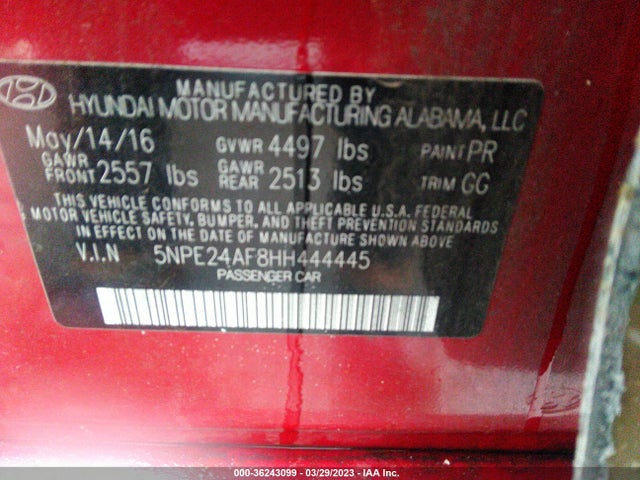 Hyundai SONATA SE 2017 5NPE24AF8HH444445 Image 9