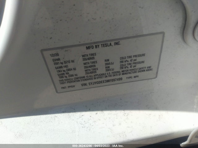 Tesla Model Y Long Range 2021 5YJYGDEE3MF097499 Image 10